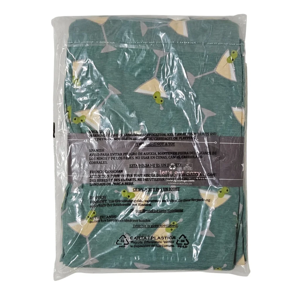 PJ Salvage Jersey Pajama Set Martini Women Large Jade Top & Pants NWT 🍸